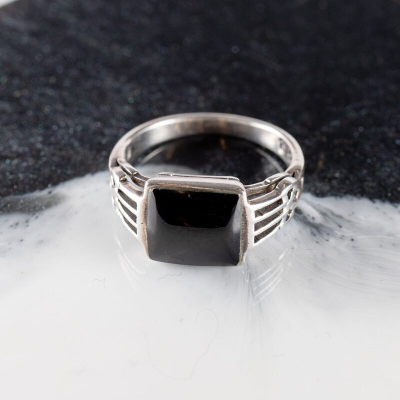 Sterling Silver Boys ring with onyx stone