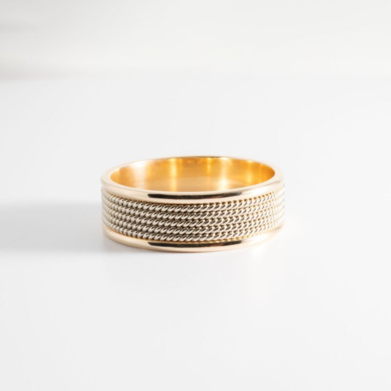 Gold Weave Pattern Mens Band - Image 2