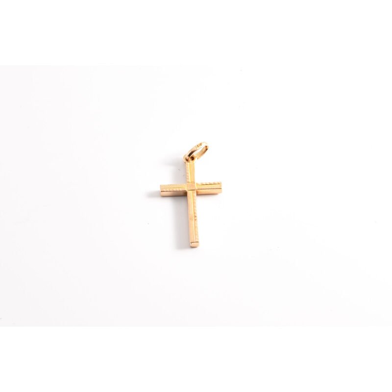 14k Gold Textured Cross Pendant